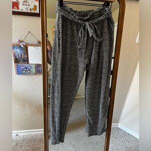 Stretchy Checked Paper Bag Pants